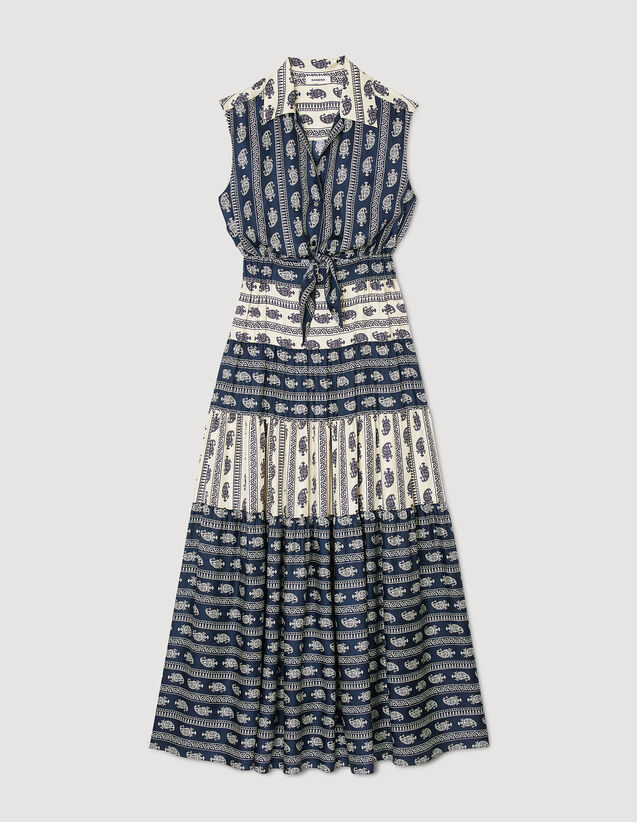 Paisley Motif Maxi Dress : Dresses color Deep blu / beige
