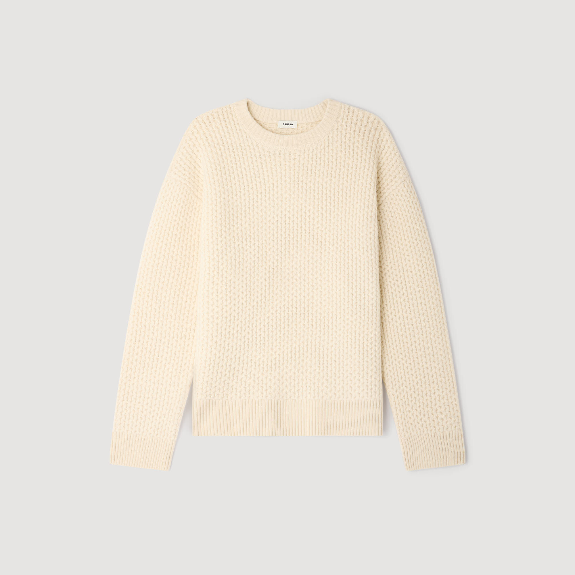 Honeycomb Stitch Wool Jumper : Sweaters & Cardigans color Off white