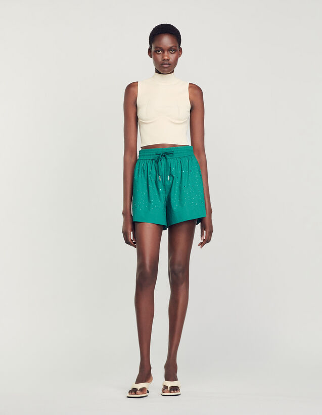 Rhinestone Shorts : Skirts & Shorts color Emeuraude Green