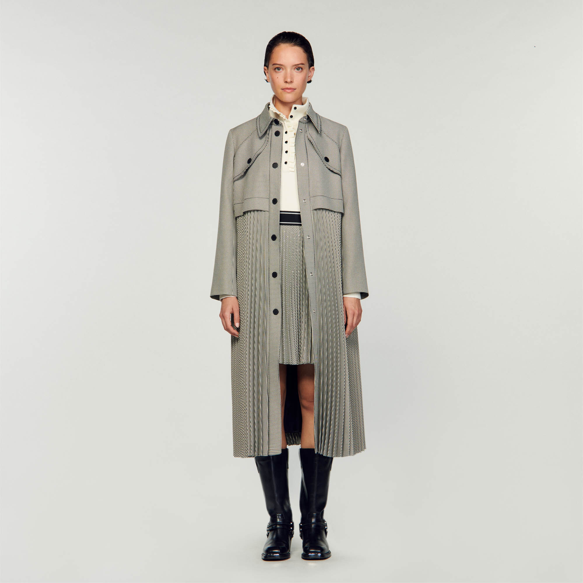 Houndstooth Trench Coat Coats Sandro paris