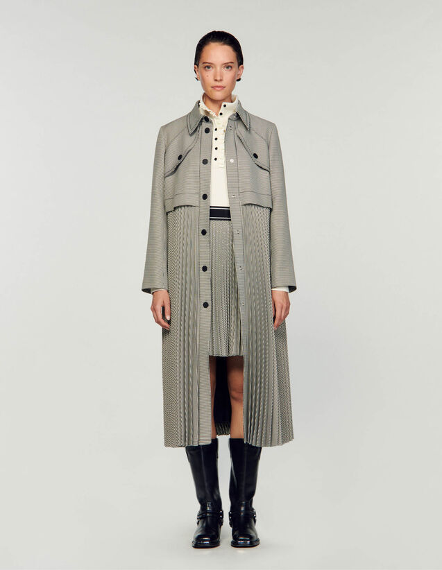 Houndstooth Trench Coat : Coats color Black / White