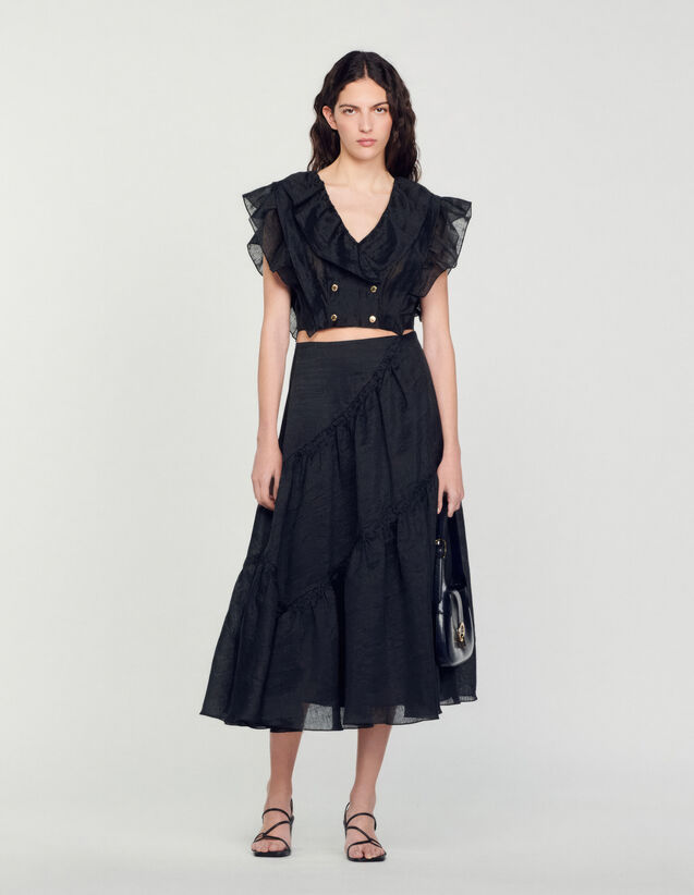Long Ruffled Skirt : Skirts & Shorts color Black