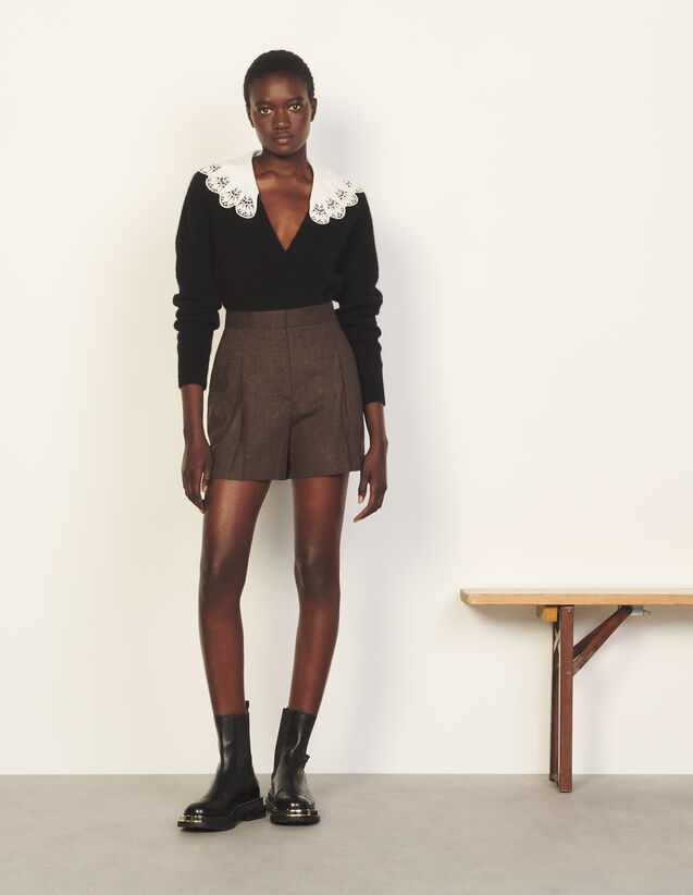 High-Waisted Shorts : Skirts & Shorts color Brown