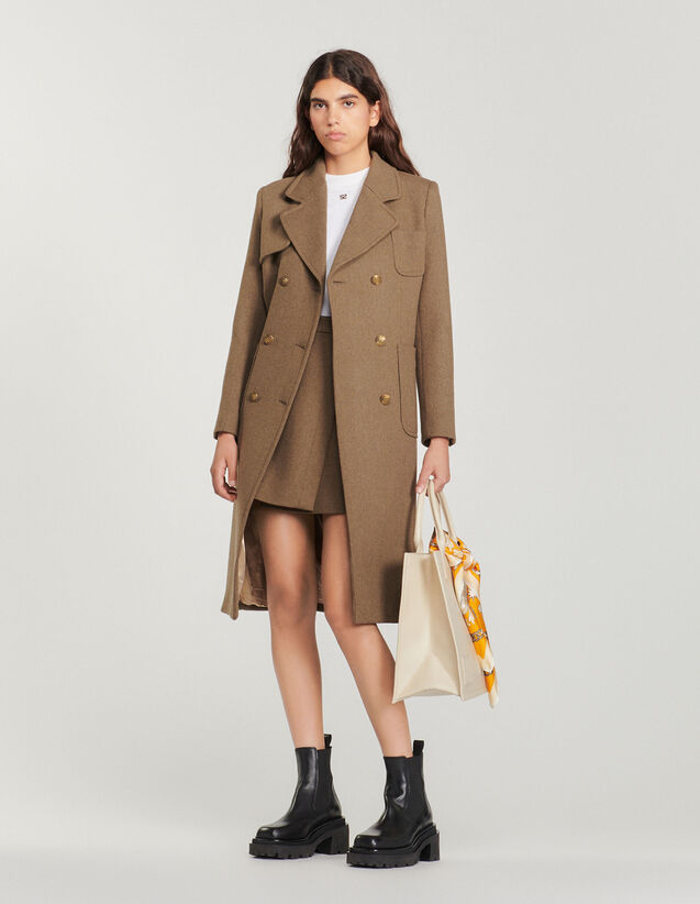 Wool Cloth Coat : Coats color Brown
