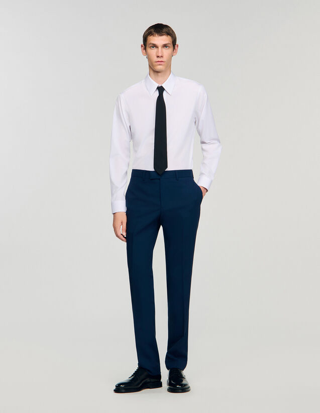 Wool Suit Trousers - SHPPA01682 | sandro-paris.com Wool Suit Trousers : Suits & Tuxedos color Navy Blue