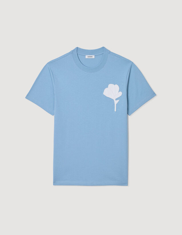 T-Shirt With Flower Patch : T-shirts & Polo shirts color Chambray