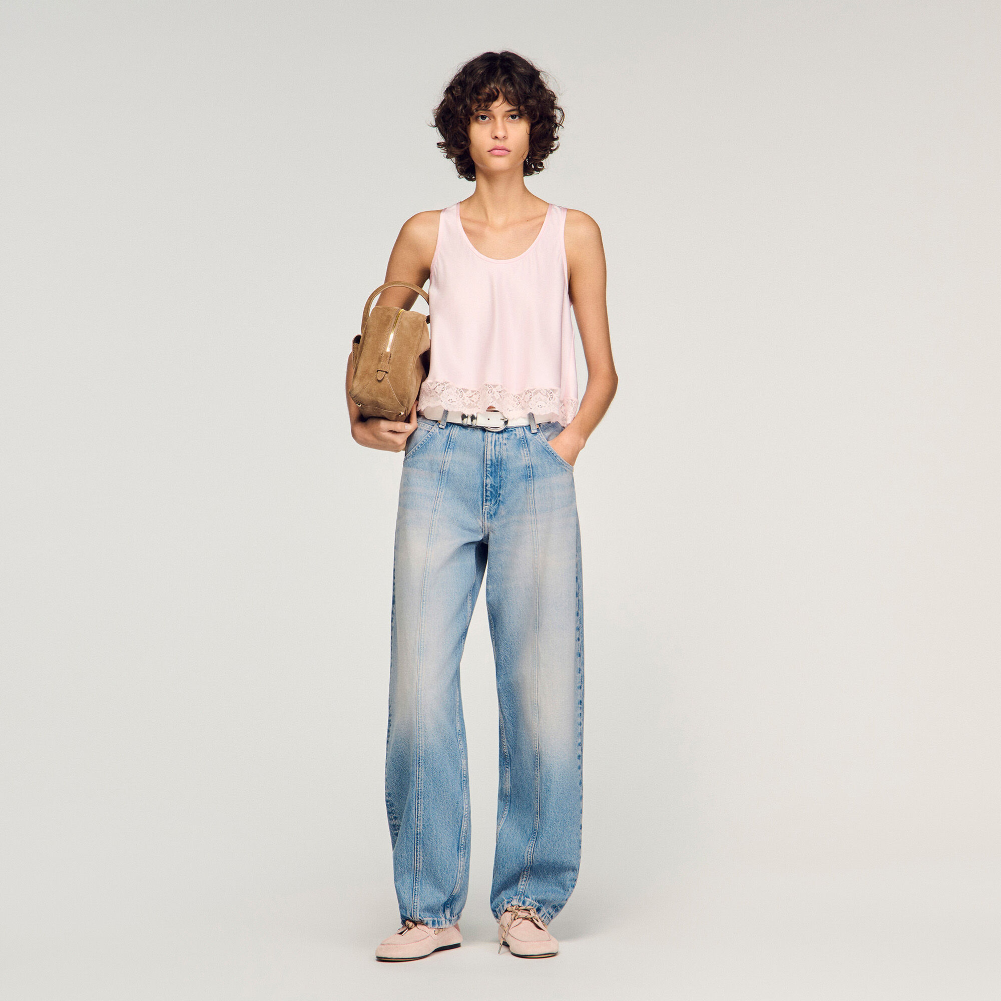 Faded Barrel Jeans : Jeans color Blue Jean