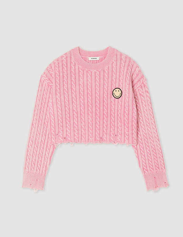 Cropped Smiley© Sweater : Sweaters & Cardigans color Pink