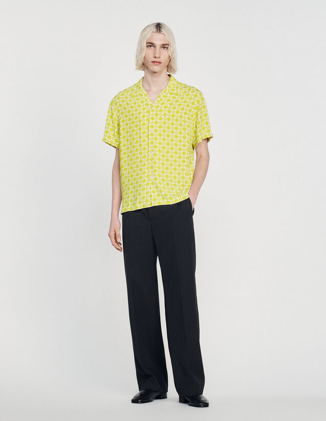 Flowing Short-Sleeved Shirt : Sandro Love color SQUARE CROSS NAVY