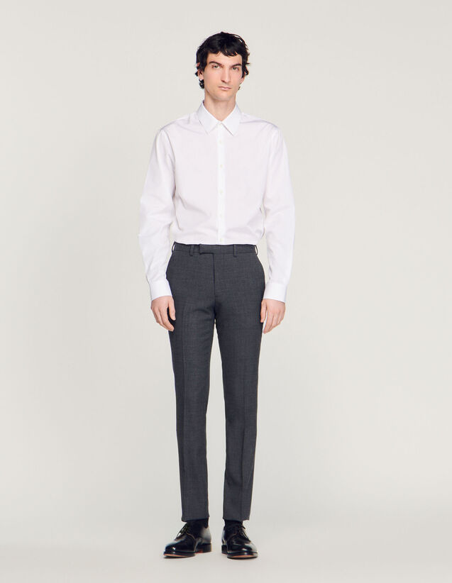 Wool Suit Trousers - SHPPA00803 | sandro-paris.com Wool Suit Trousers : Suits & Tuxedos color Mocked Grey