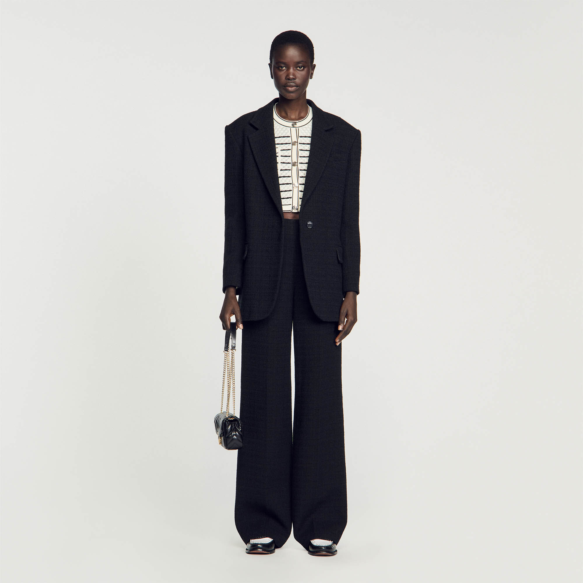 Tweed Suit Jacket : Coats & Jackets&nbsp; color Black