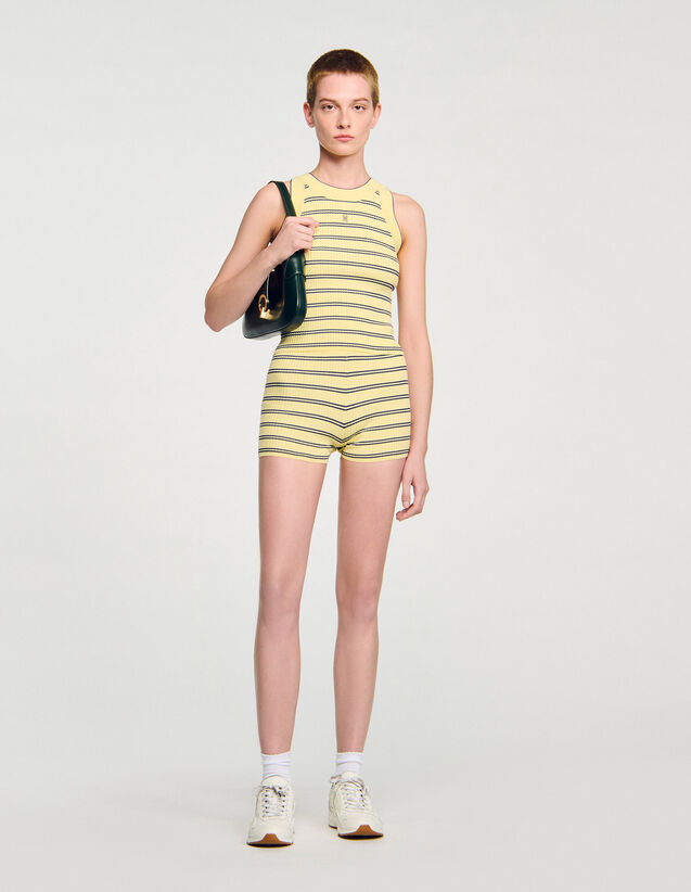 Striped Knit Vest Top - SFPPU02635 | sandro-paris.com Striped Knit Vest Top : Sweaters & Cardigans color Light Yellow