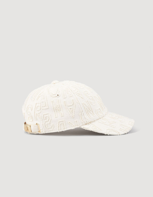 Cloth Cap With Embroidered Letters : NEW IN color Ecru