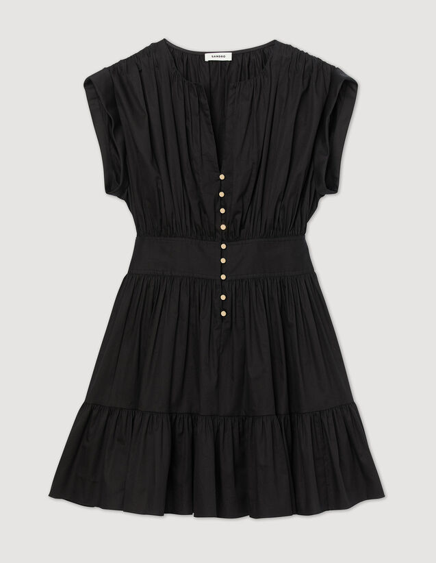 Short Gathered Dress : Dresses color Black