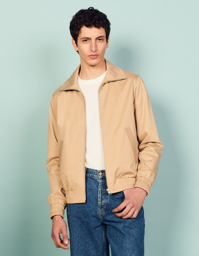 Zip-Up Jacket : Trench coats & Coats color Beige