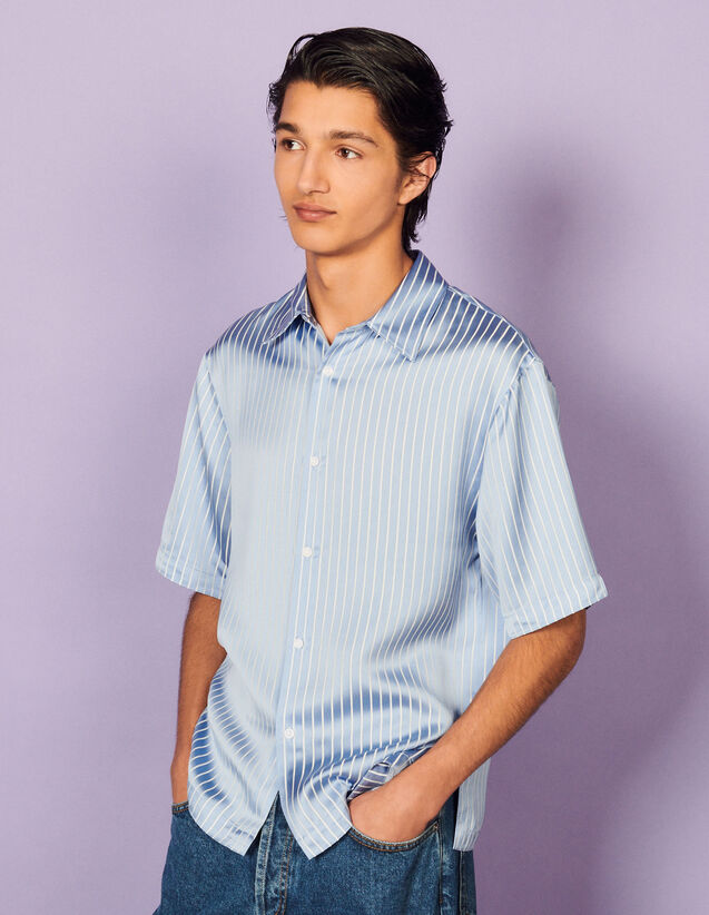 Striped Flowing Shirt : Shirts color Sky Blue