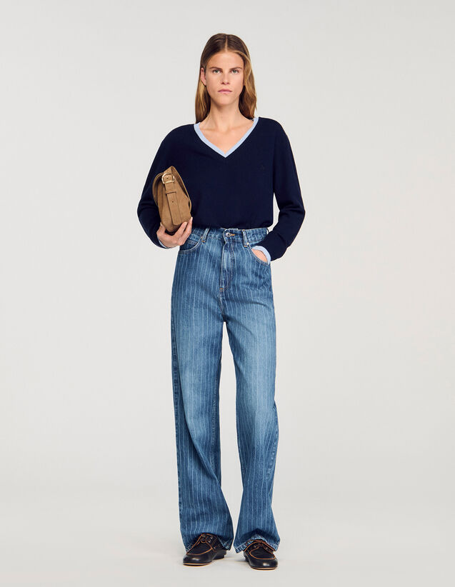 Wool And Cashmere Jumper - SFPPU02686 | sandro-paris.com Wool And Cashmere Jumper : Sweaters & Cardigans color Navy Blue