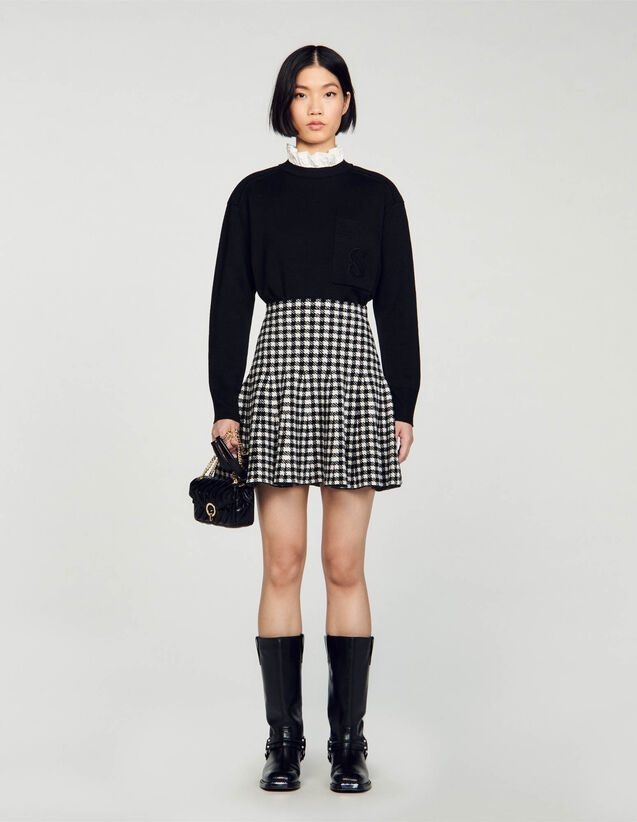Knit Skirt : Skirts & Shorts color Black / Ecru