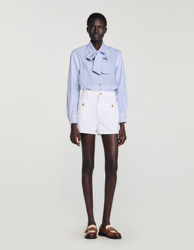Striped Tie Shirt - SFPCM01505 | sandro-paris.com Striped Tie Shirt : Shirts color Blu / White