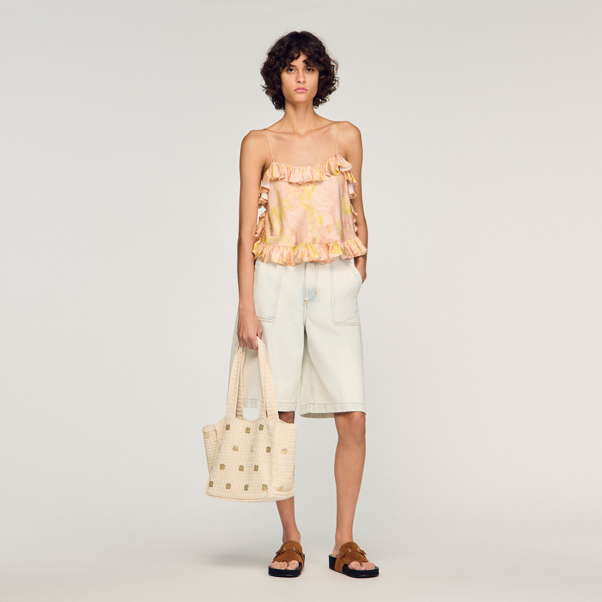 Flower Print Crop Top : Tops color Pink / Green