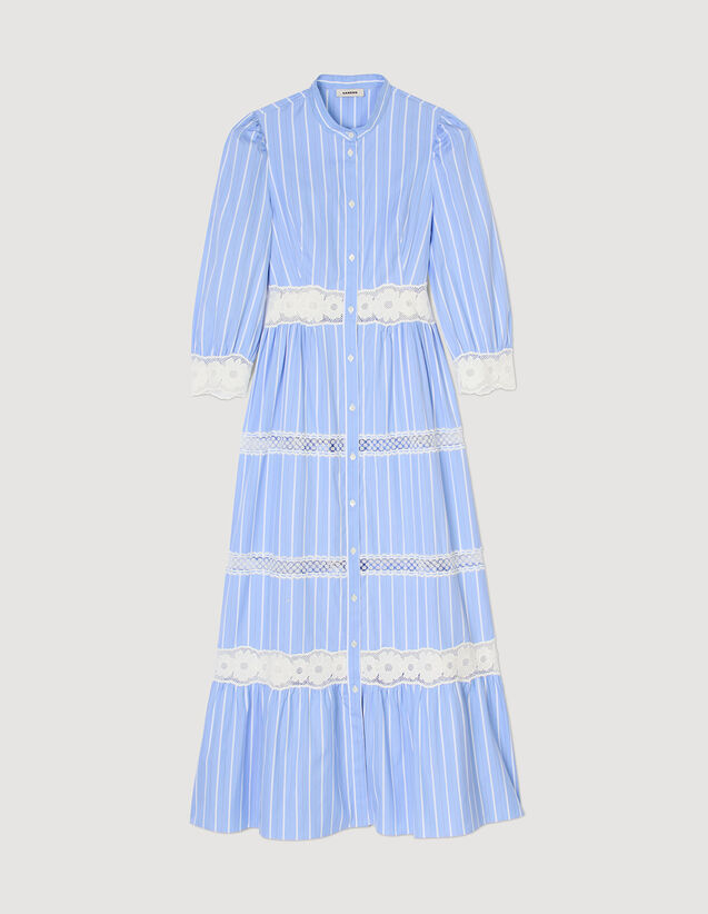 Striped Cotton Maxi Dress : Dresses color Blu / White