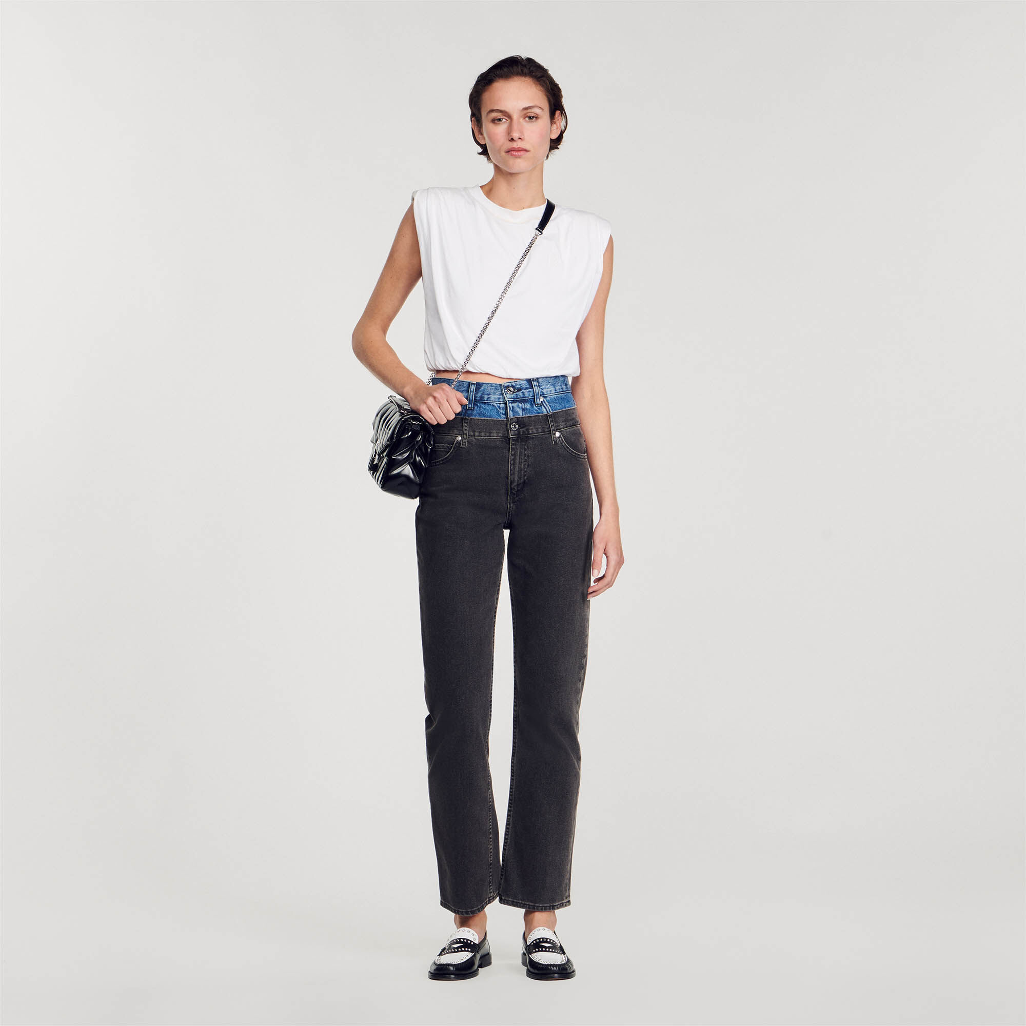 Two Tone Double Waisted Jeans Jeans Sandro paris