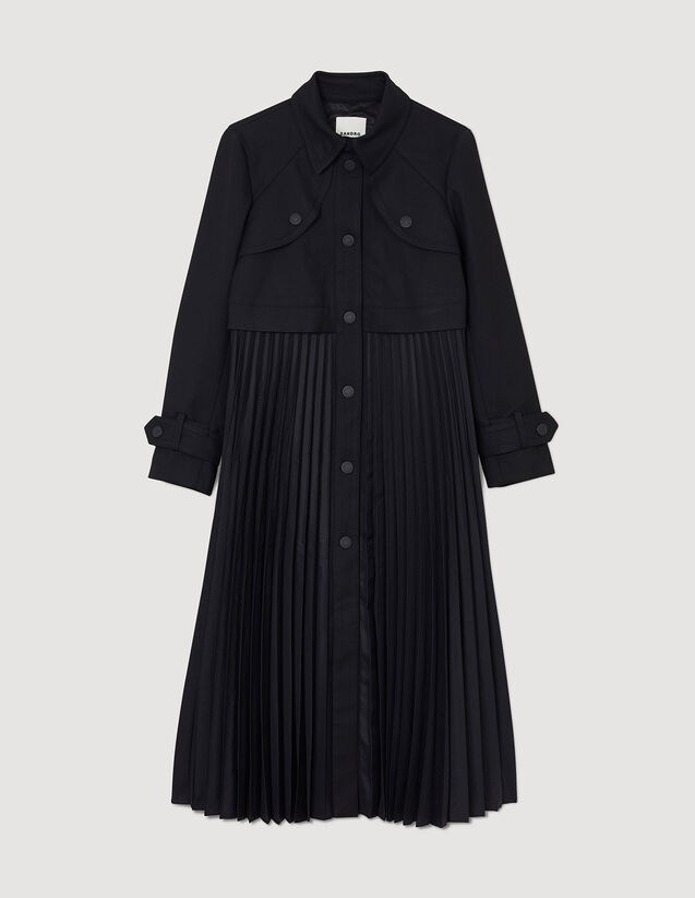 Pleated Trench Coat : Coats color Black