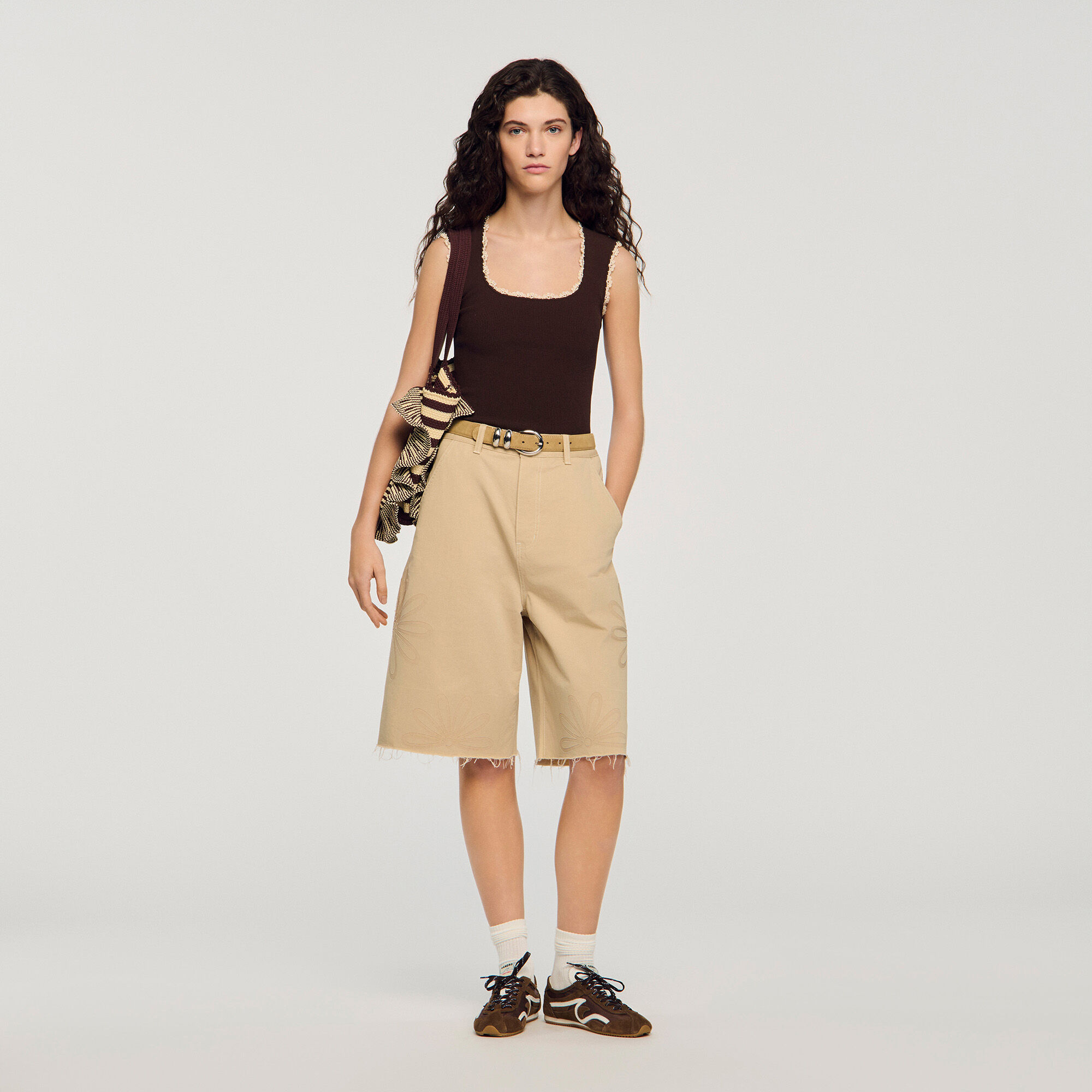 Crochet Detail Knit Top : Sweaters & Cardigans color Sky Blue