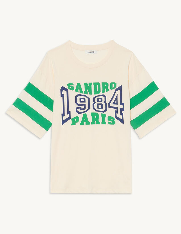 Slogan T-Shirt : T-shirts color Green/White