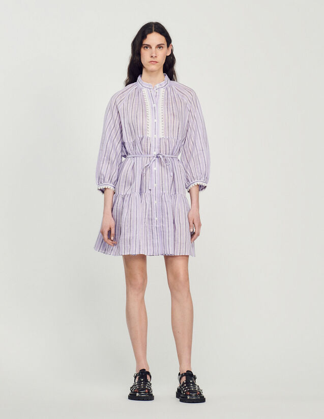 Short Dress With Stripes : Dresses color Lilac / Black