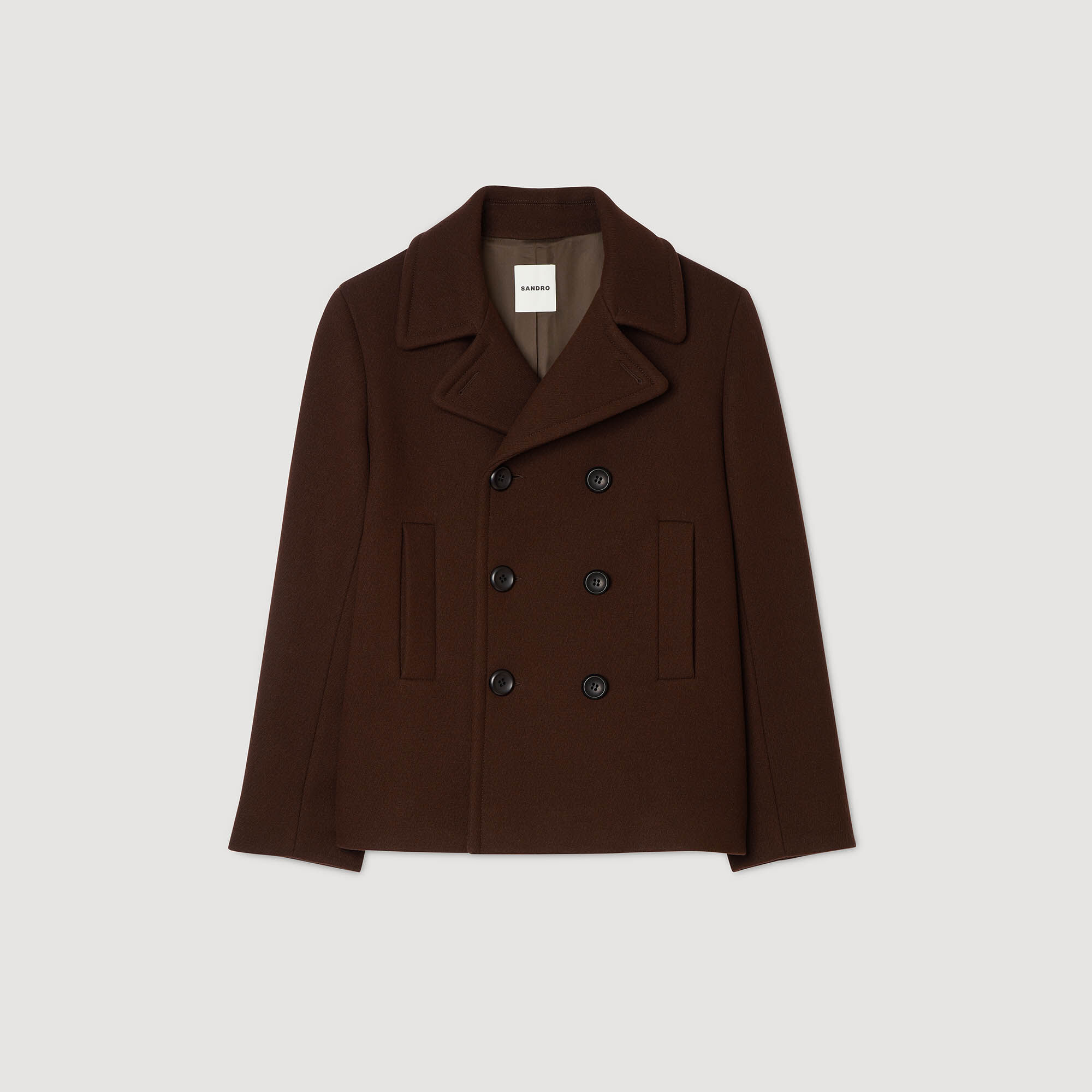 Wool Pea Coat : Jackets & Coats color Chocolate