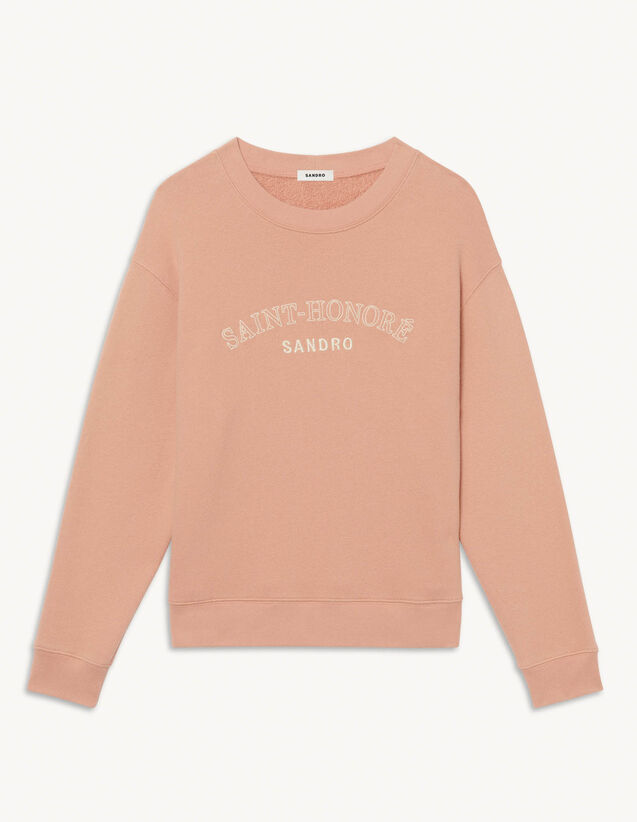 Organic Cotton Sweatshirt And Embroidery : Tops color Pêche