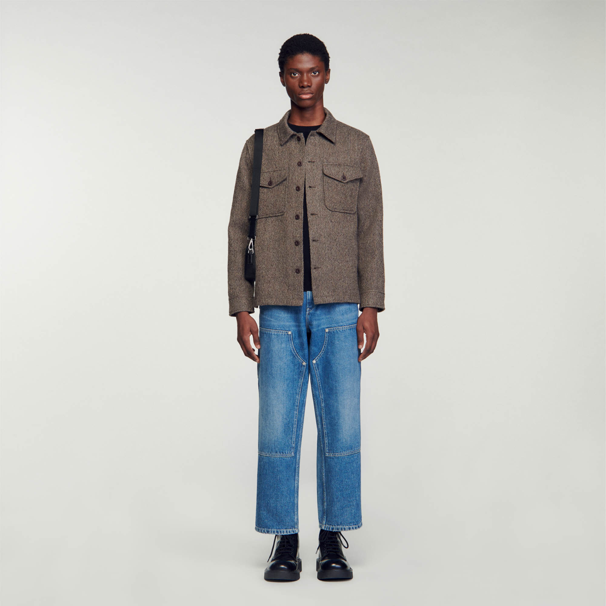 Wool Overshirt : Shirts color Brown