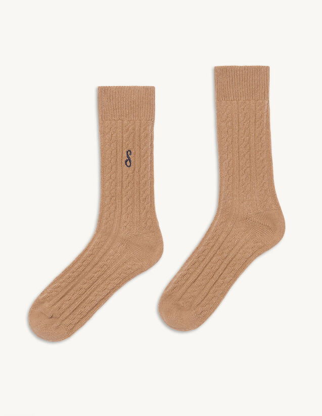 Knee-High Embroidered Socks : Socks color Ecru