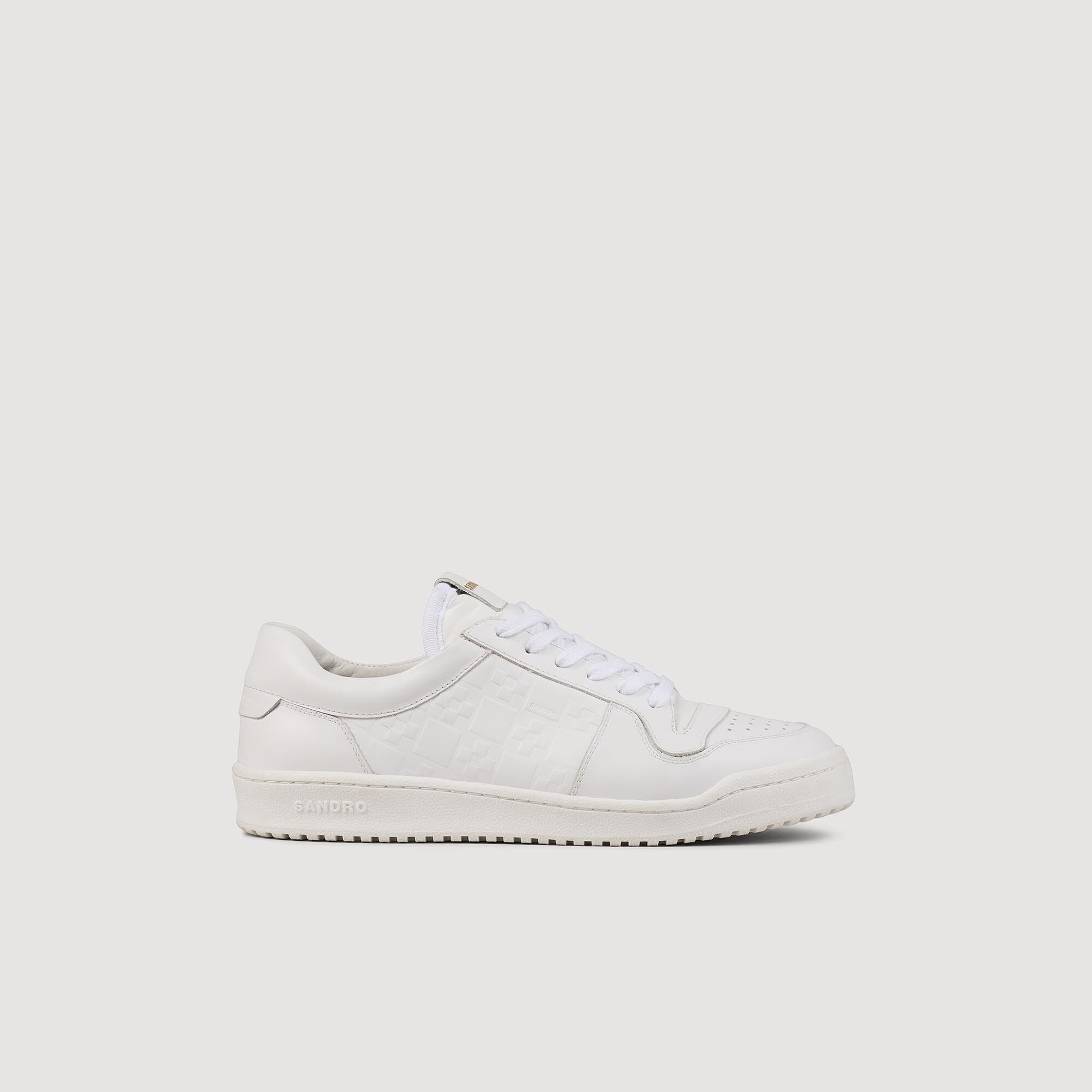 Low-Top Leather Trainers : Shoes color white