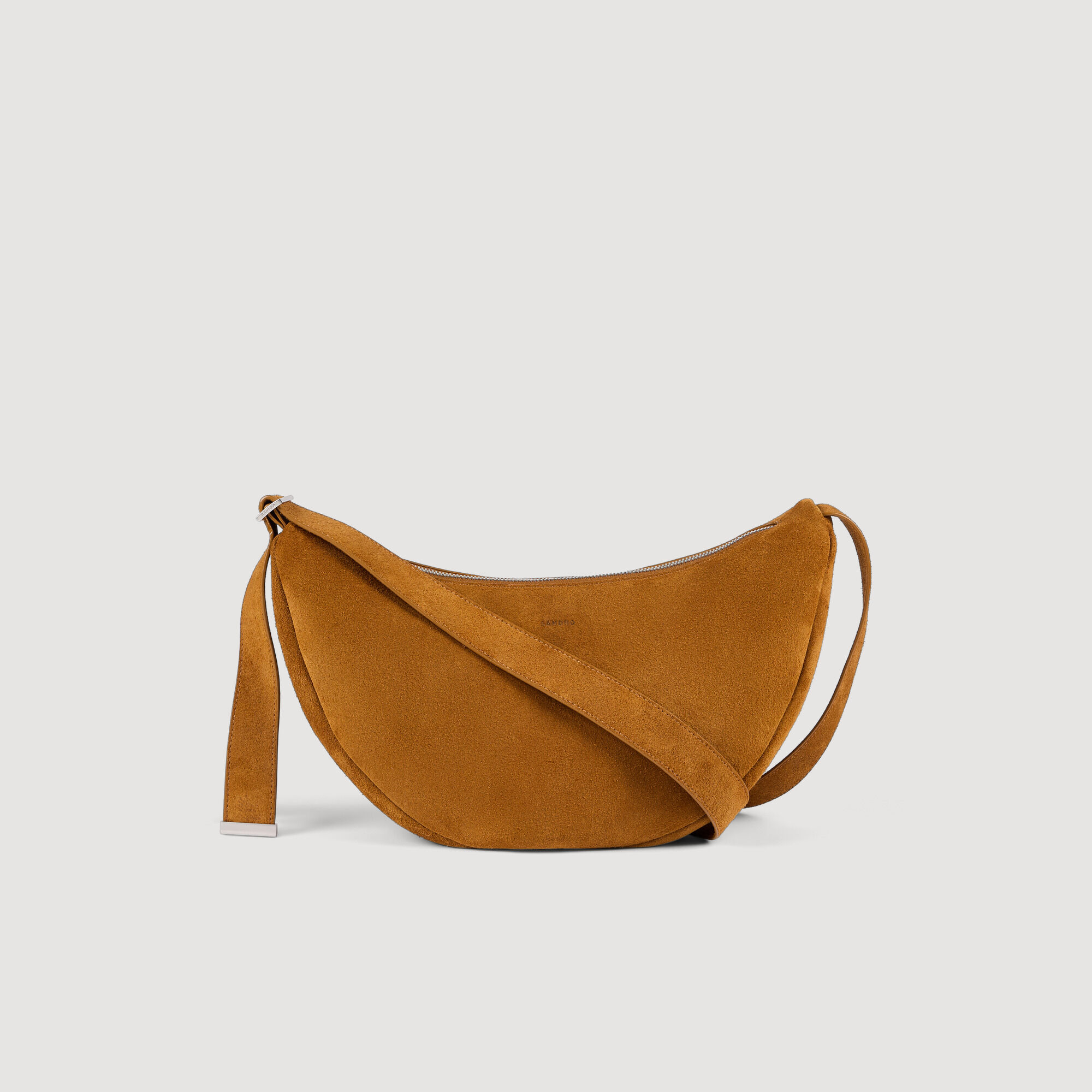 Small Zipped Split Leather Hobo : Bags color Cognac