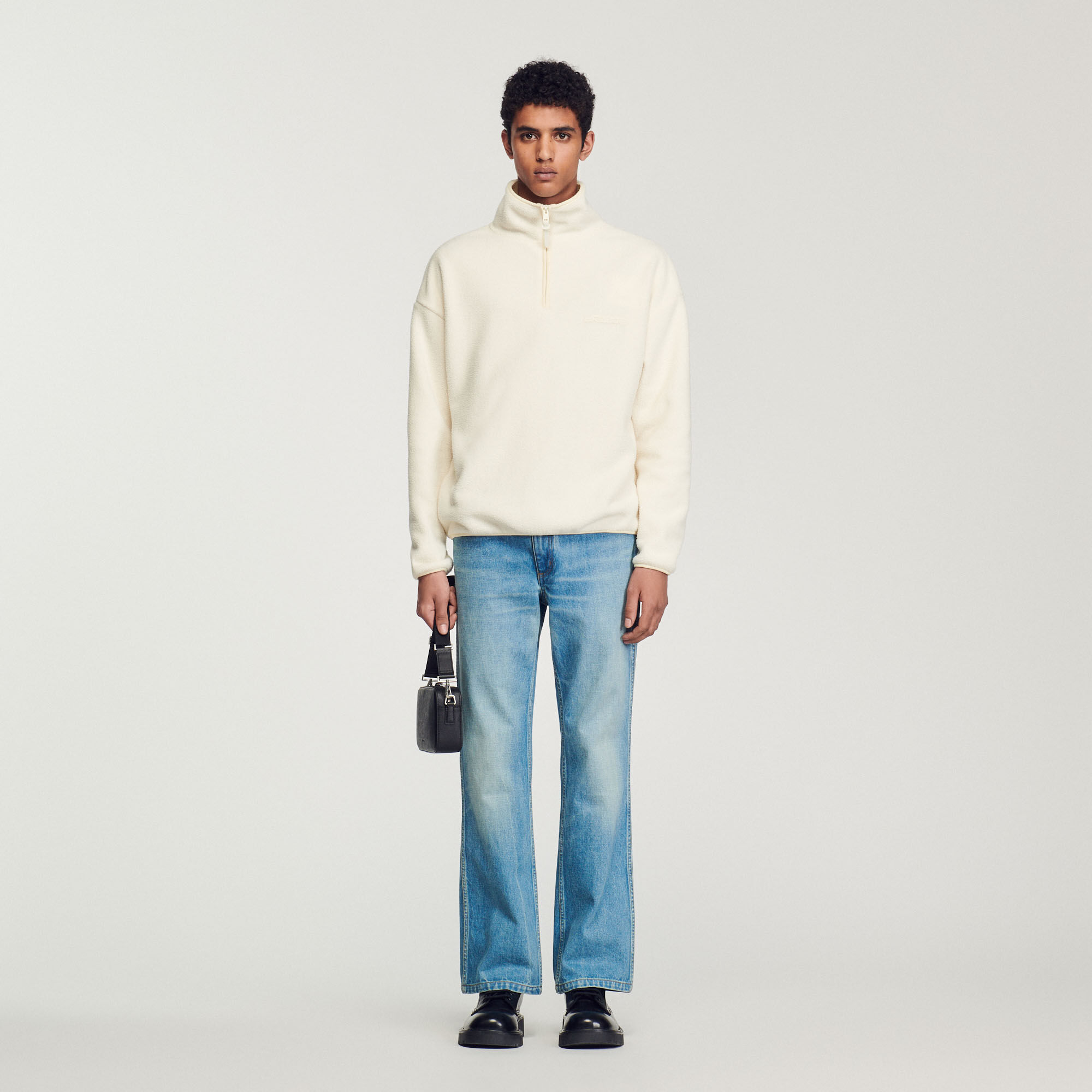 High-Neck Fleece : Jackets & Coats color Ecru