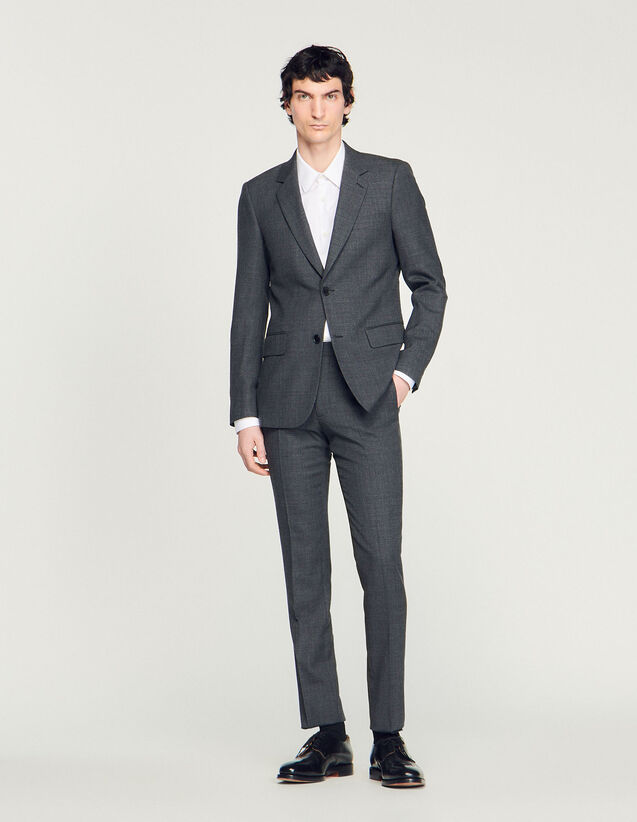 Wool Suit Jacket - SHPVE00559 | sandro-paris.com Wool Suit Jacket : Suits & Tuxedos color Mocked Grey