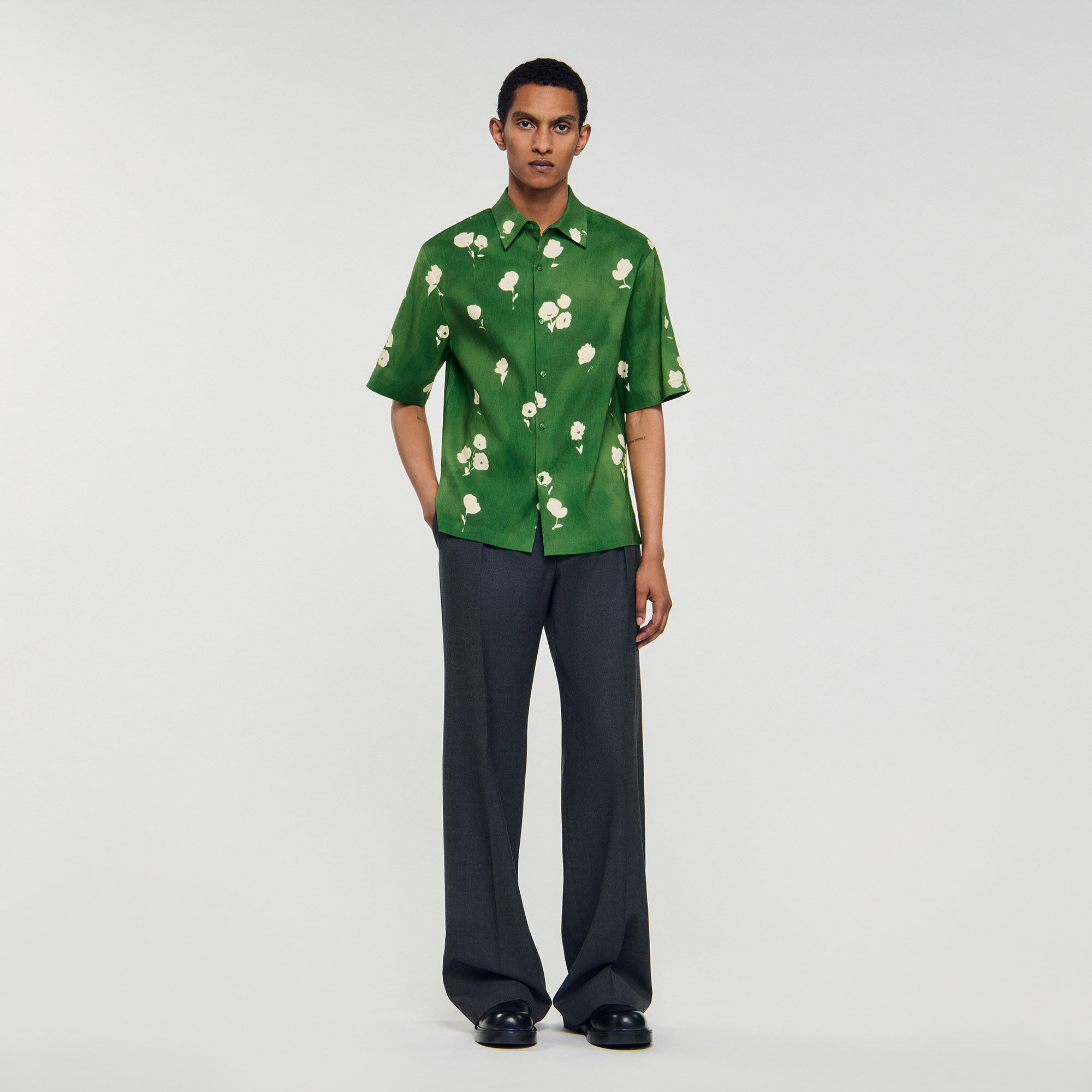 Floral Motif Shirt : Shirts color Blue Office