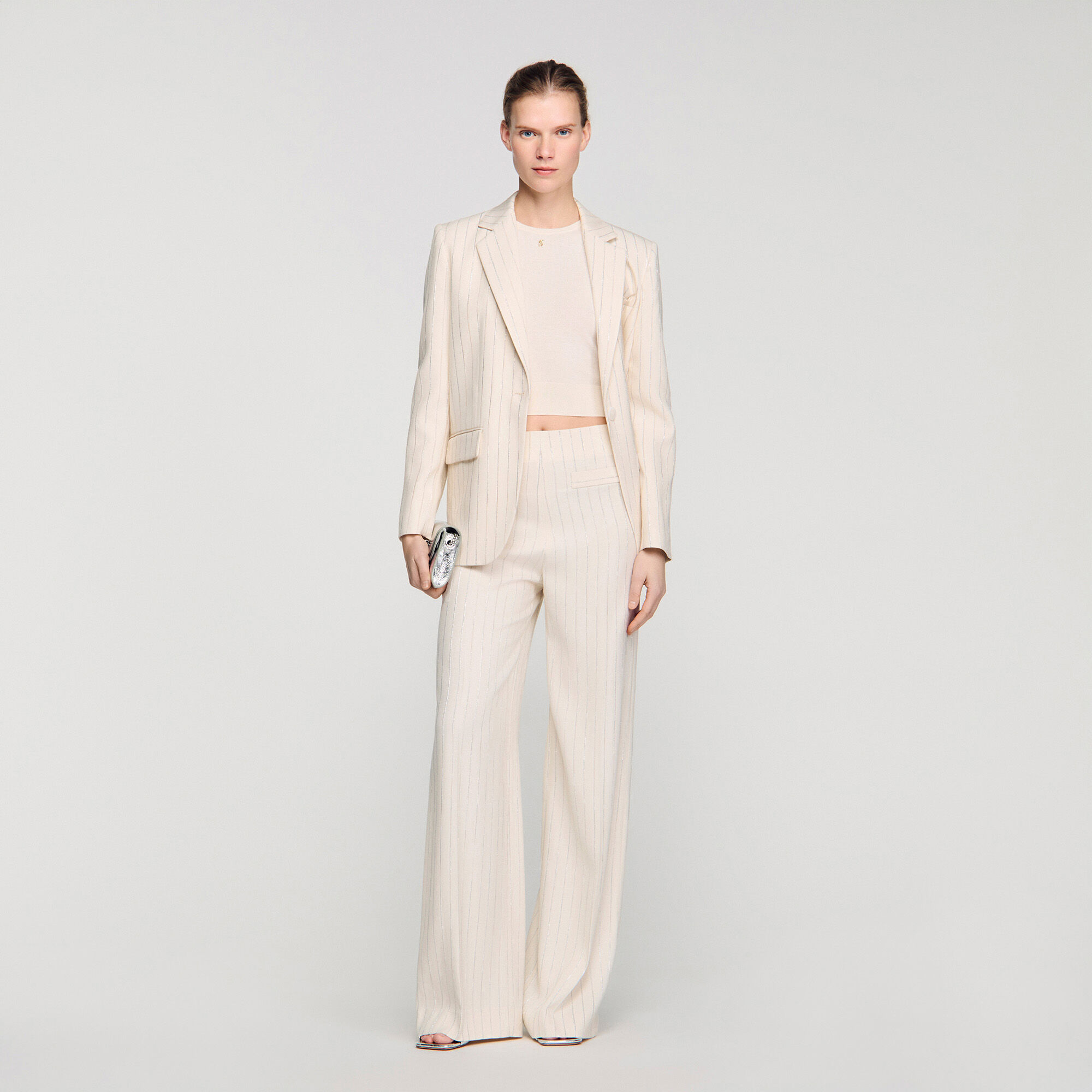 Striped Trousers : Pants color Ecru / Silver