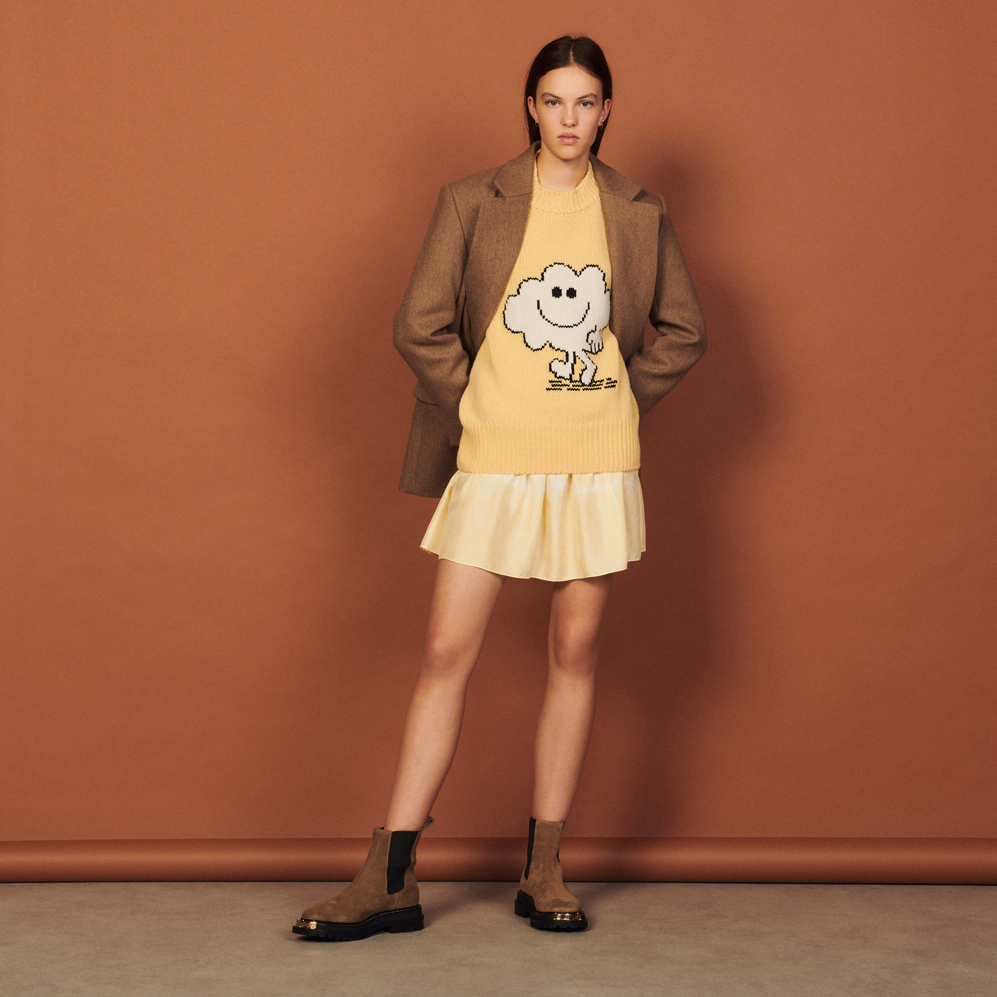 Wool And Cashmere Sweater : Sandro x Mr. Men & Little Miss color Light Yellow
