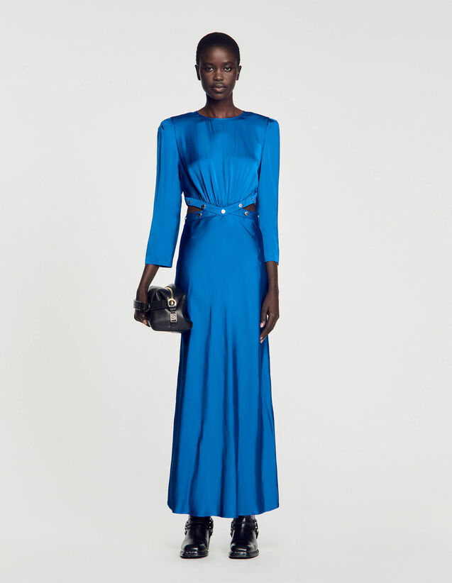 Satin-Finish Maxi Dress : Dresses color Electric blue