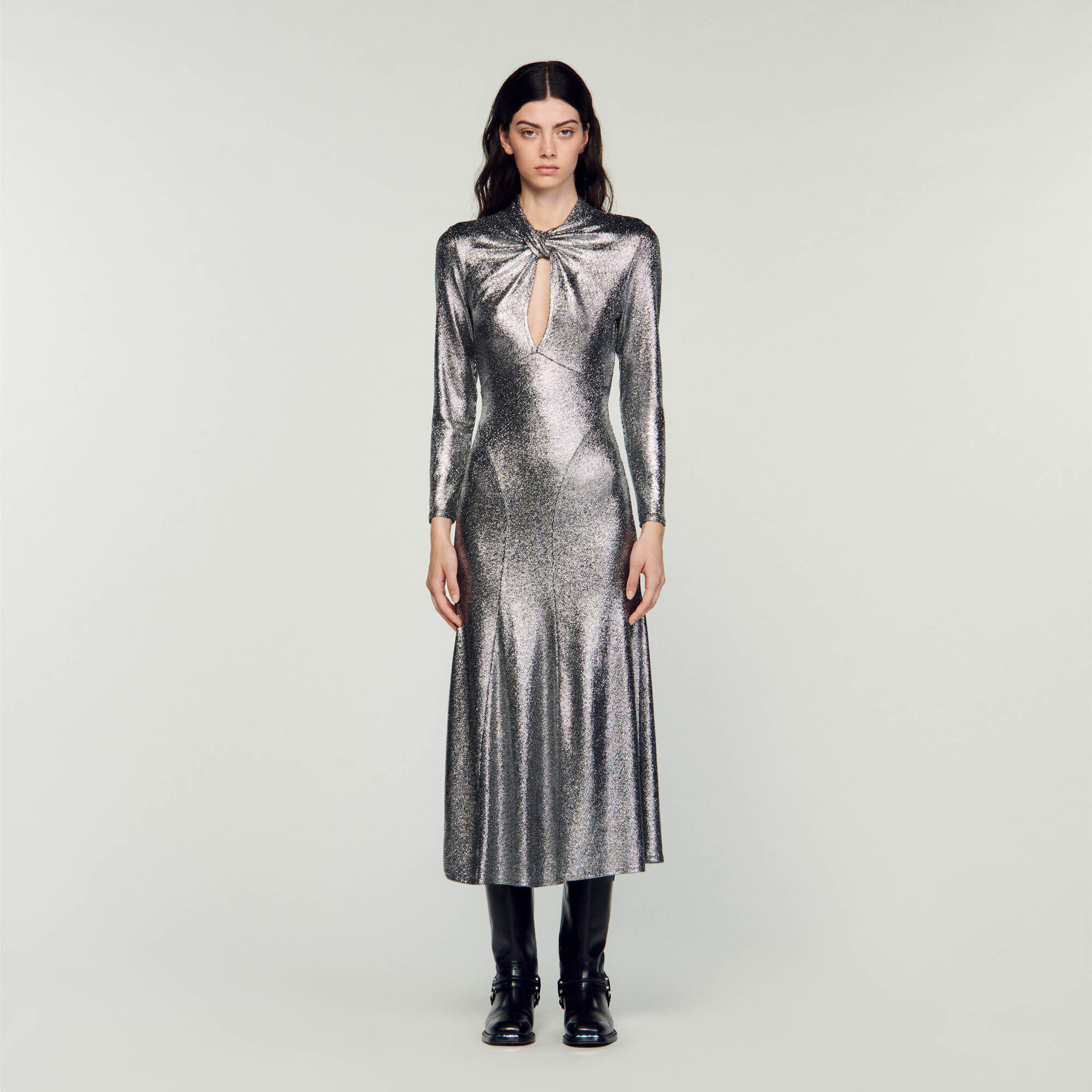 Metallic Maxi Dress : Dresses&nbsp; color Silver