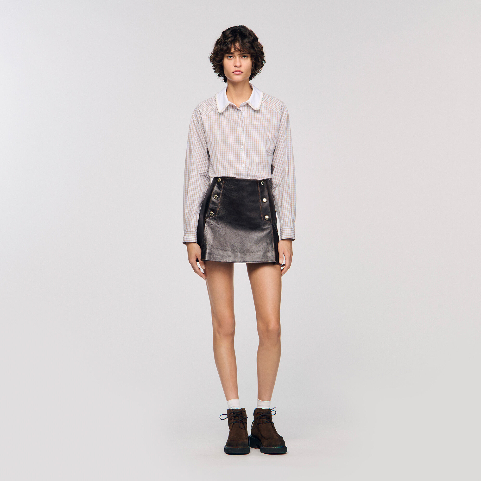 Check Flannel Shirt : Shirts color Beige / White