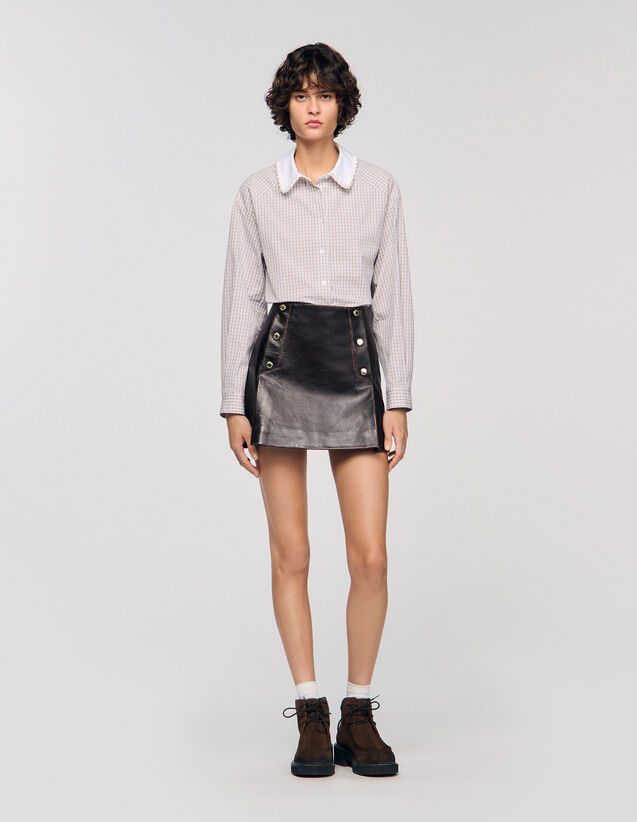 Check Flannel Shirt - SFPCM01528 | sandro-paris.com Check Flannel Shirt : Shirts color Beige / White