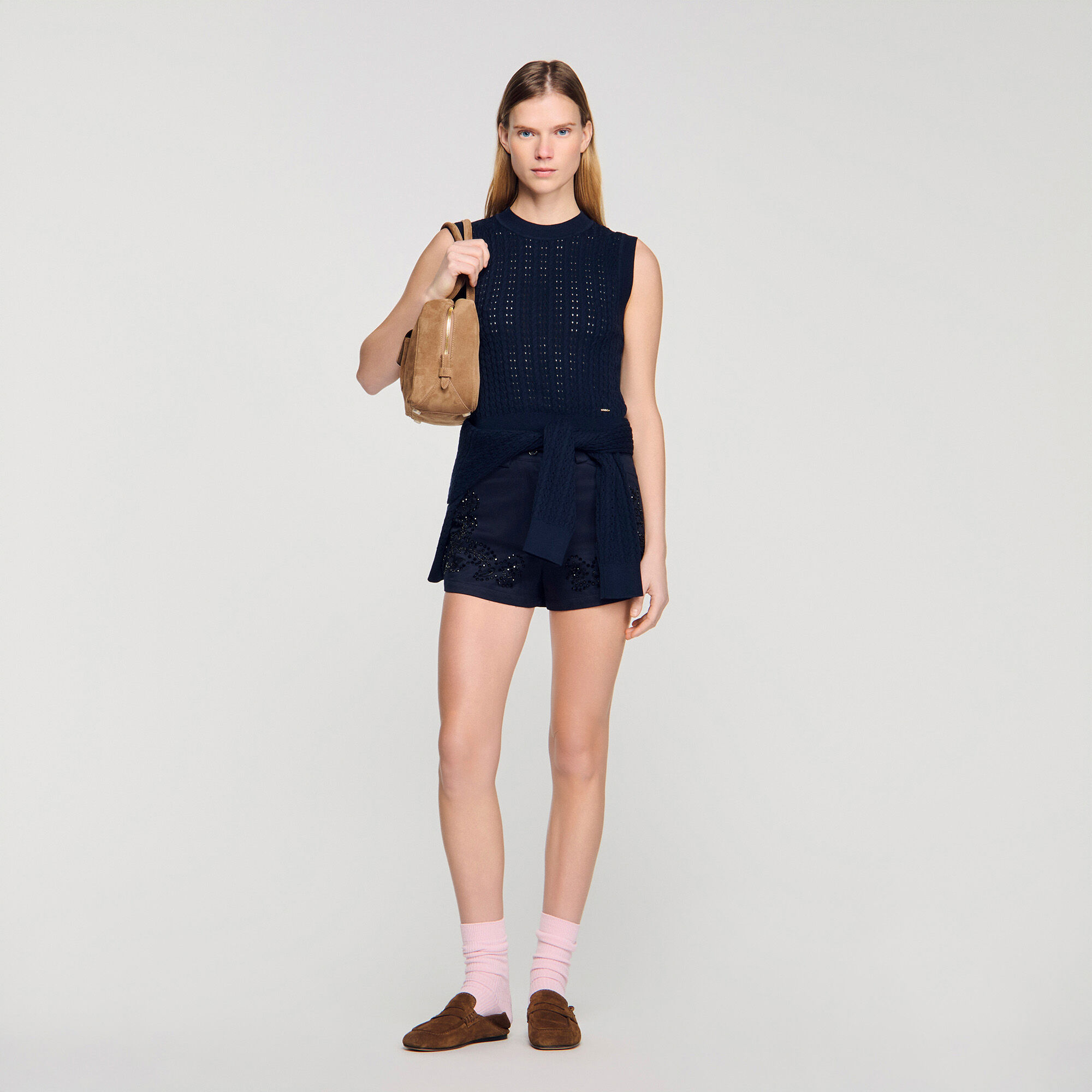 Textured Cropped Knit Jumper : Sweaters & Cardigans color Navy Blue