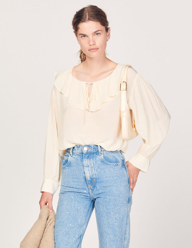 Flowing Ruffled Blouse : Tops color Butter