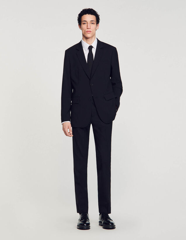Virgin Wool Suit Jacket - SHPVE00715 | sandro-paris.com Virgin Wool Suit Jacket : Suits & Tuxedos color Black
