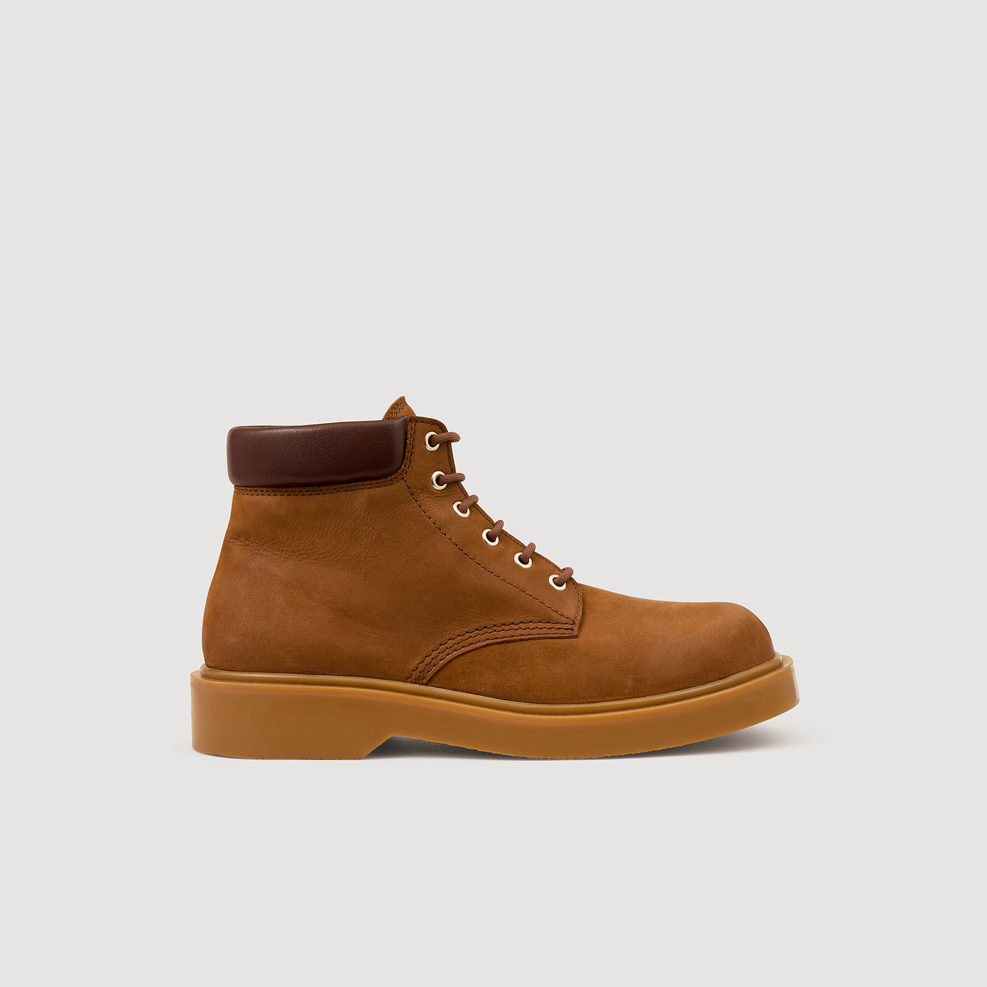 Nubuck And Leather Boots : Shoes color Cognac