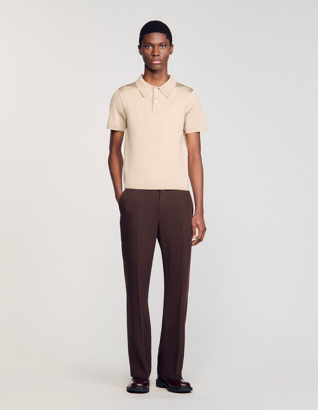 Short-Sleeve Knitted Polo Shirt - SHPTR00382 | sandro-paris.com Short-Sleeve Knitted Polo Shirt : Sweaters & Cardigans color Black